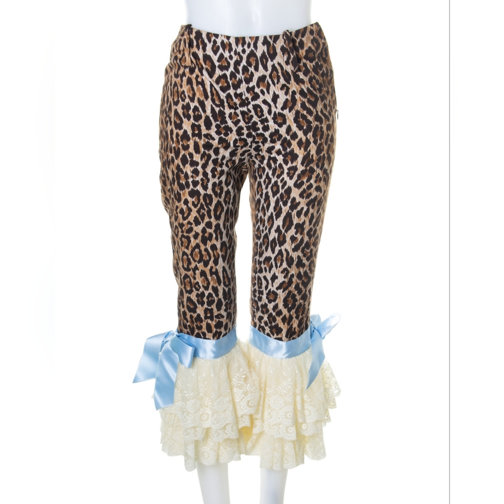 DOLCE GABBANA ANIMAL PRINT RUFFLES PANTS.
